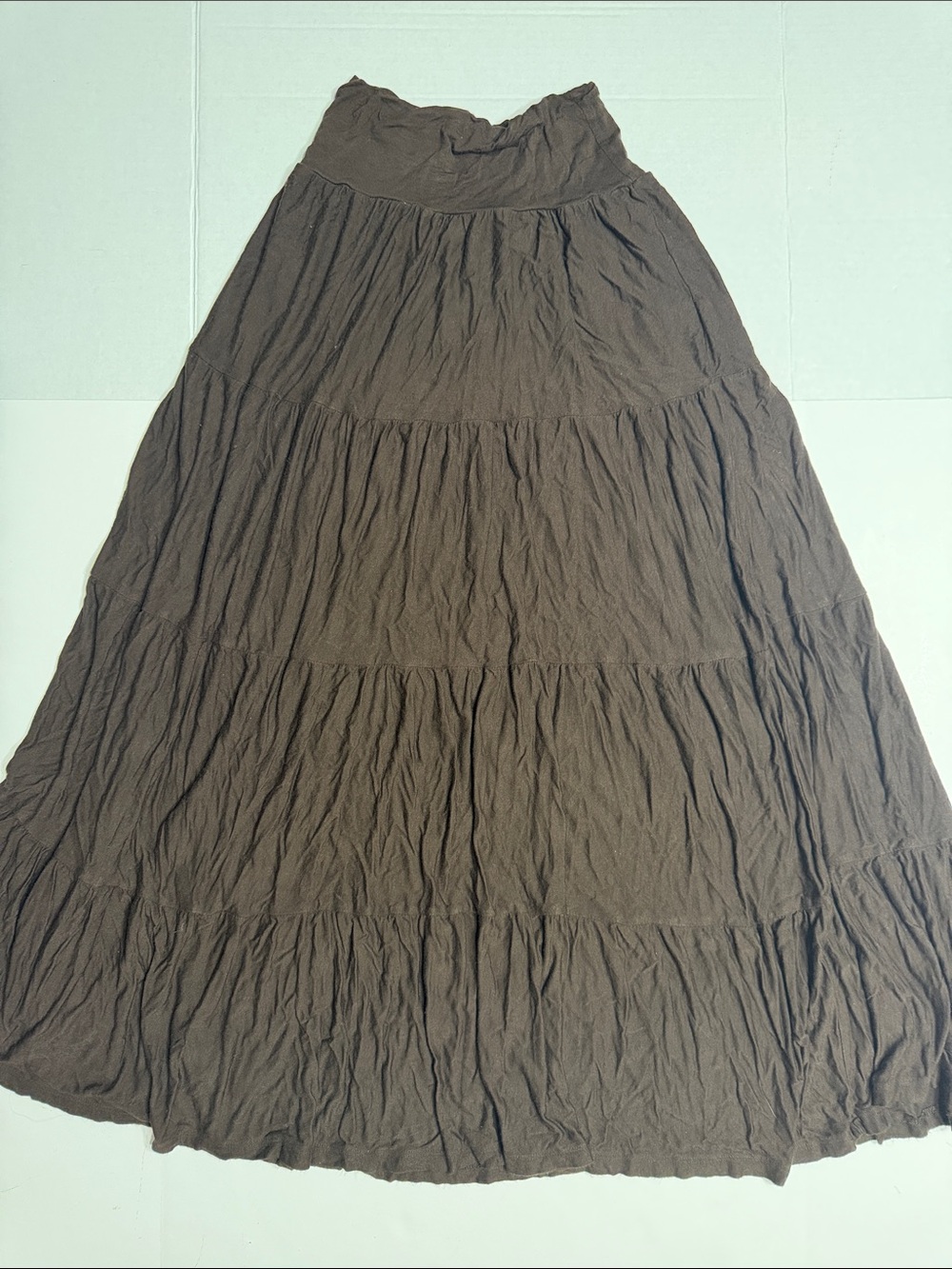Lapis Chocolate Brown Tiered Maxi Stretchy Skirt